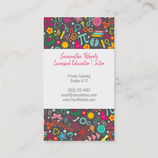 STEM GIrls Rule Educator Teacher Tutor Gray Visitekaartje (Achterkant)