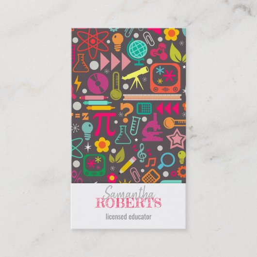 STEM GIrls Rule Educator Teacher Tutor Gray Visitekaartje (Voorkant)