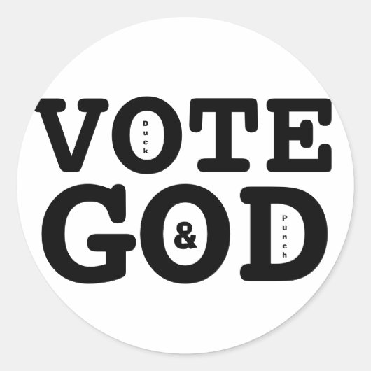 STEM GOD RONDE STICKER (Voorkant)