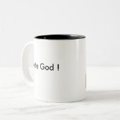 Stem God! Tweekleurige Koffiemok (Voorkant links)