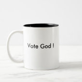 Stem God! Tweekleurige Koffiemok (Links)