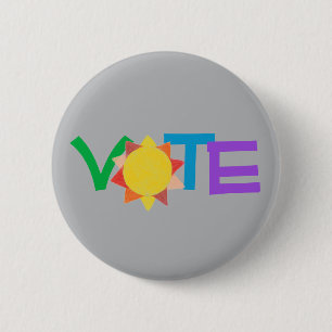 Stem GOTV-knop / Stem Met Zon Ronde Button 5,7 Cm