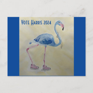 Stem Harris 2024 Blauw FLAmingo w / Parels Briefka Briefkaart
