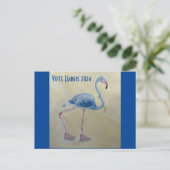 Stem Harris 2024 Blauw FLAmingo w / Parels Briefka Briefkaart (Staand voorkant)