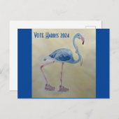 Stem Harris 2024 Blauw FLAmingo w / Parels Briefka Briefkaart (Voorkant / Achterkant)