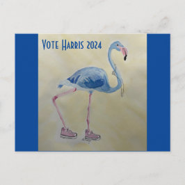 Stem Harris 2024 Blauw FLAmingo w / Parels Briefka Briefkaart