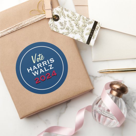Stem HARRIS WALZ 2024 Campagne Ronde Sticker (Geschenken)