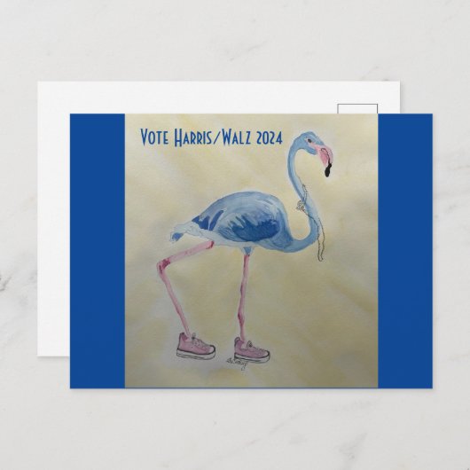 Stem Harris/Walz Blue FLAmingo w/Pearls Briefkaart (Voorkant / Achterkant)
