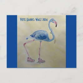 Stem Harris/Walz Blue FLAmingo w/Pearls Briefkaart