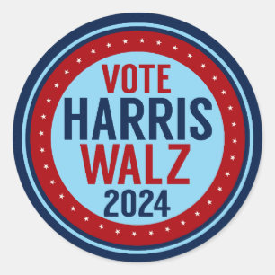 Stem Harris Walz voor President 2024 Ronde Sticker