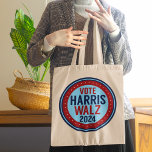 Stem Harris Walz voor President 2024 Tote Bag<br><div class="desc">Stem op Kamala Harris en Tim Walz voor President en vice-President van de Verenigde Staten van Amerika in de 2024-verkiezing. Koel blauw en rood canvas tas voor de Democraten in de presidentsverkiezingen.</div>