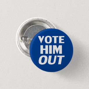 Stem hem uit blauw-wit moderne typografie ronde button 3,2 cm