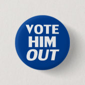 Stem hem uit blauw-wit moderne typografie ronde button 3,2 cm (Voorkant)