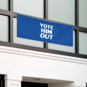 Stem hem uit blauw-wit moderne typografie spandoek (Buitenkant Gebouw)