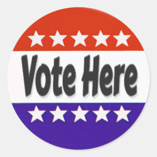 Stem hier ronde sticker