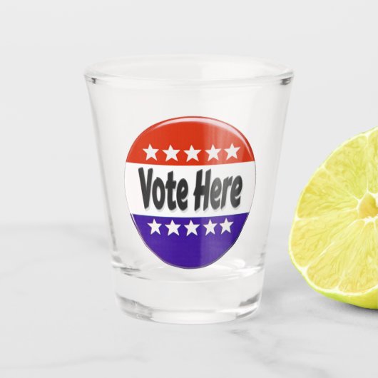 Stem hier shot glas (Voorkant)
