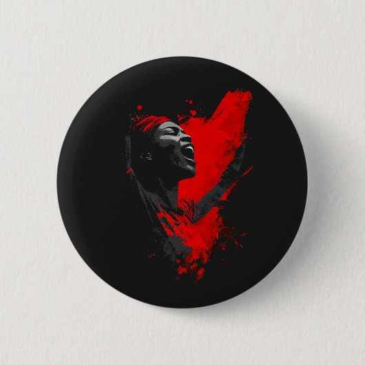 Stem in het rood ronde button 5,7 cm (Voorkant)