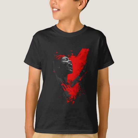 Stem in het rood t-shirt (Voorkant)