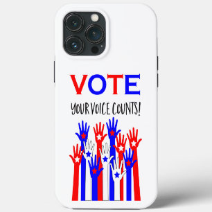 Stem! Je stem telt! Patriottische handen sterren iPhone 13 Pro Max Hoesje