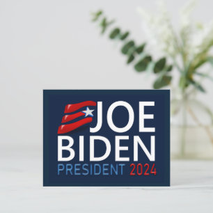 Stem Joe Biden President 2024 Verkiezingen Blauw Briefkaart