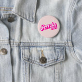 Stem Kamala Harris 2024 Hot Pink Logo Button Pin (In situ)