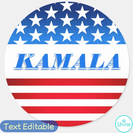 Stem Kamala Harris Custom Text USA Vlag Democraten Ronde Sticker