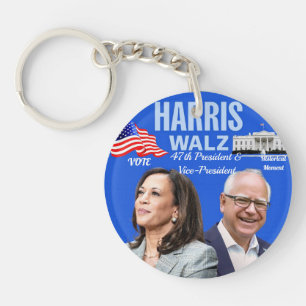 Stem-Kamala-Harris en Tim-Walz-2024_ Sleutelhanger