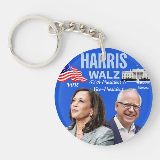 Stem-Kamala-Harris en Tim-Walz-2024_ Sleutelhanger (Voorkant)