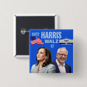 Stem-Kamala-Harris en Tim-Walz-2024_ Vierkante Button 5,1 Cm (Voorkant /achterkant)