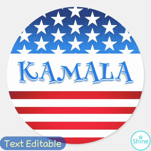 Stem Kamala Harris USA Vlag Typografie Aangepaste  Ronde Sticker