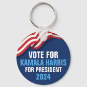 Stem Kamala Harris voor President 2024 Blauw Sleutelhanger (Achterkant)