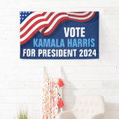 Stem Kamala Harris voor President 2024 Blauw Spandoek (Insitu)