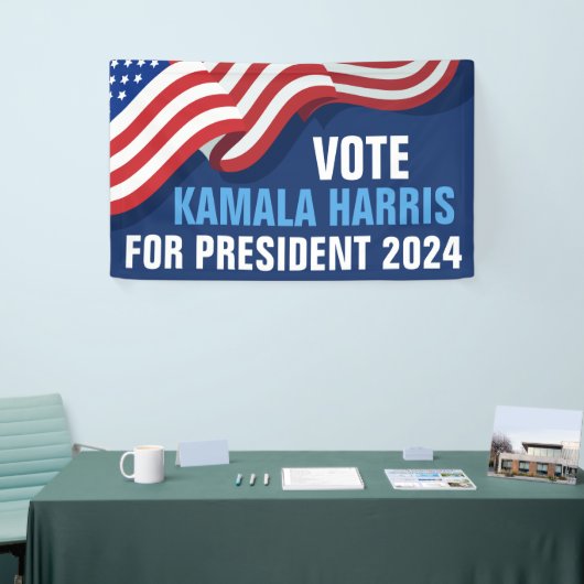 Stem Kamala Harris voor President 2024 Blauw Spandoek (Beurs)