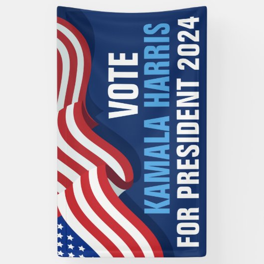 Stem Kamala Harris voor President 2024 Blauw Spandoek (Verticaal)