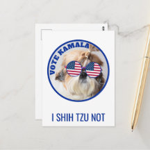 Stem Kamala USA vlag Shih Tzu Niet schattige hond