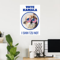 Stem Kamala USA vlag Shih Tzu Niet schattige hond