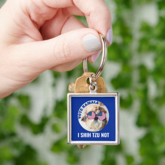 Stem Kamala USA vlag Shih Tzu Niet schattige hond Sleutelhanger