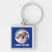 Stem Kamala USA vlag Shih Tzu Niet schattige hond Sleutelhanger (Voorkant)