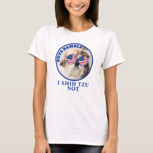 Stem Kamala USA vlag Shih Tzu Niet schattige hond T-shirt