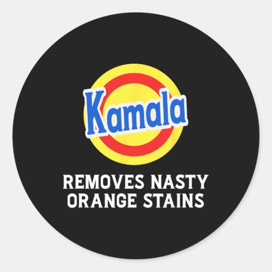 Stem Kamala Verwijdert Nasty Oranje Vlekken Wasmid Ronde Sticker (Voorkant)