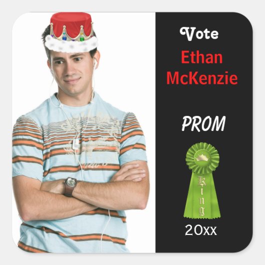 Stem me op Prom King (Groen) Vierkante Sticker (Voorkant)