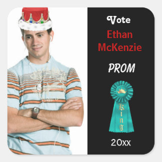 Stem me voor Prom King (Aqua) Vierkante Sticker