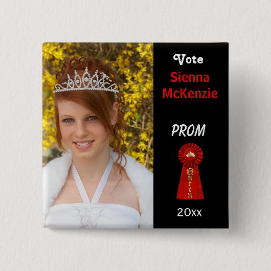 Stem me voor Prom Queen (Red) Vierkante Button 5,1 Cm (Voorkant)