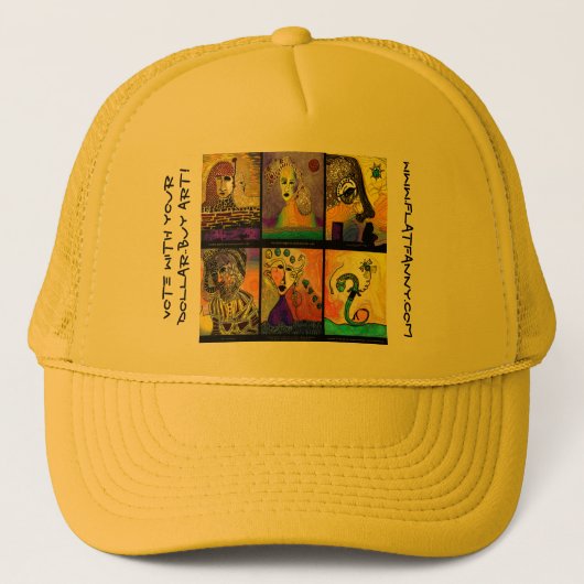 Stem met je dollar... koop kunst trucker pet (Voorkant)