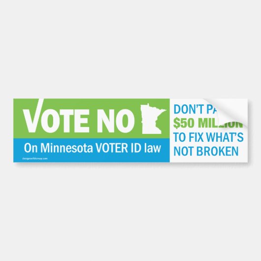 Stem Nee tegen de Minnesota-kiezers-ID-wet Bumper Bumpersticker (Voorkant)