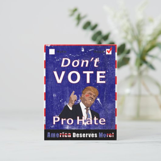 Stem niet pro-Hate Campaign Poscard Briefkaart (Staand voorkant)