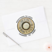 Stem of Draag Ronde Sticker (Envelop)