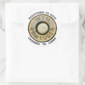 Stem of Draag Ronde Sticker (Tas)