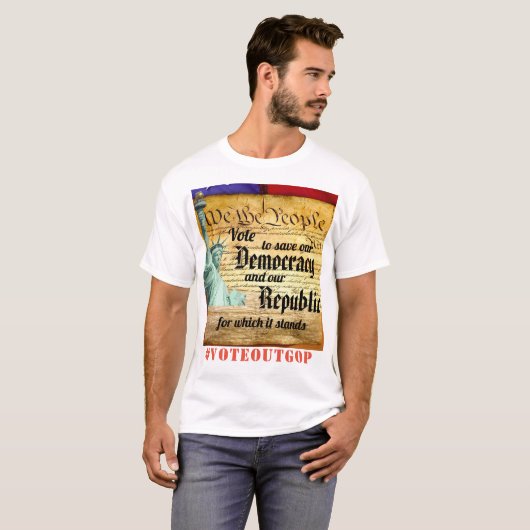 Stem om onze democratie en onze republiek te redde t-shirt (Voorkant volledig)