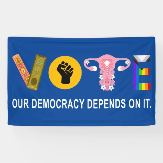 Stem Onze democratie hangt ervan af - Verkiezingen Spandoek (Horizontaal)